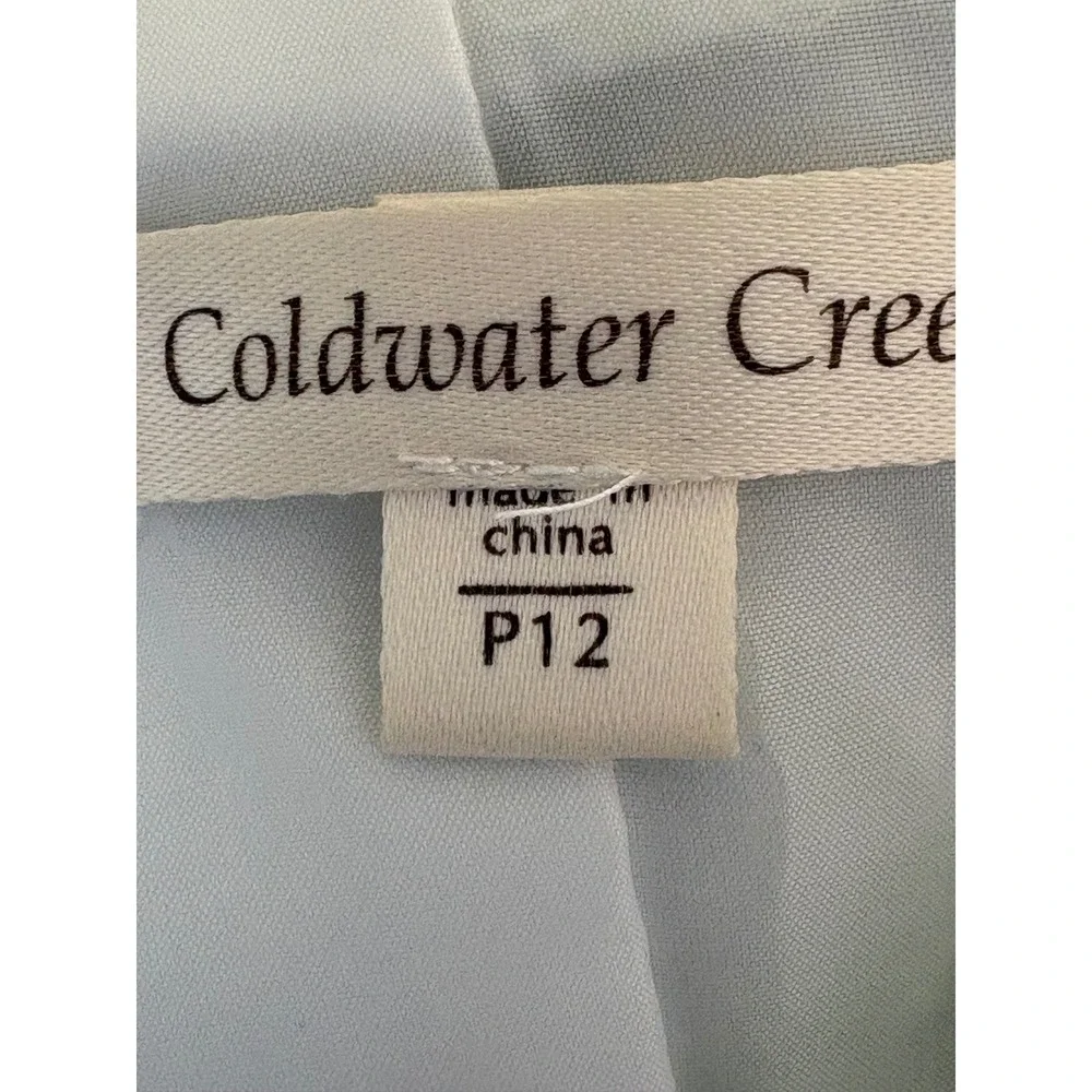 Coldwater Creek Womens P12 White Green Floral Crinkle 3/4 Sleeve‎ Blazer Jacket